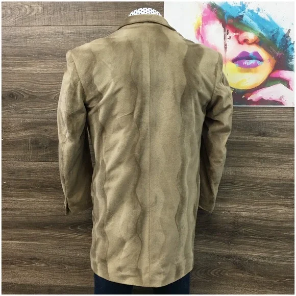 VINTAGE Mens Velvet Fur Overcoat Long Coat Jacket Wool‎ Size 40R Casual Blazer